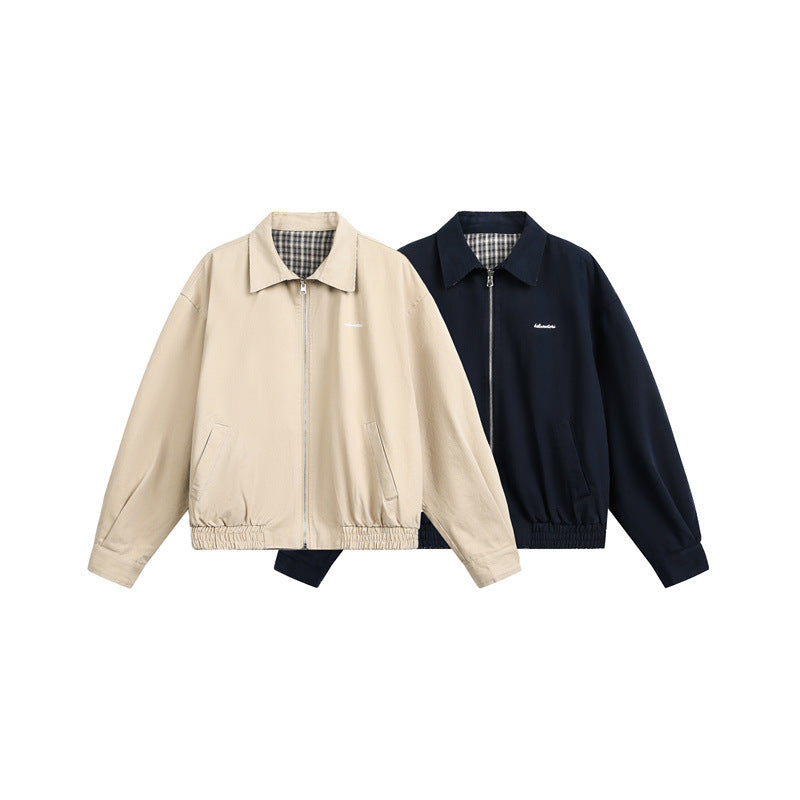 Unisex Kurzjacke im Harrington‑Stil mit Reißverschluss und kariertem Futter Nord Taschen