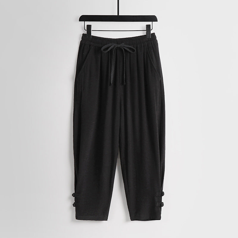 Damen Freizeit-Jogginghose mit Tunnelzug und Zierknöpfen am Knöchel Nord Taschen