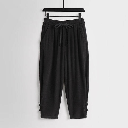 Damen Freizeit-Jogginghose mit Tunnelzug und Zierknöpfen am Knöchel Nord Taschen