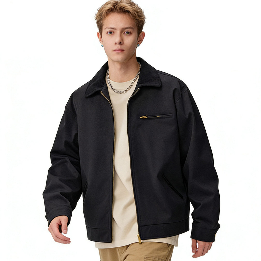 Herren Zip-Blouson im Worker-Stil mit Cordkragen und Brusttasche Nord Taschen