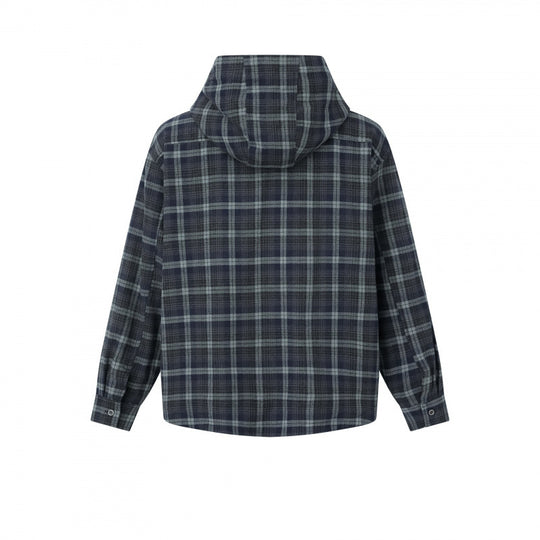 Unisex Kastenförmiges Kapuzen-Overshirt aus Flanell mit aufgesetzten Pattentaschen Nord Taschen