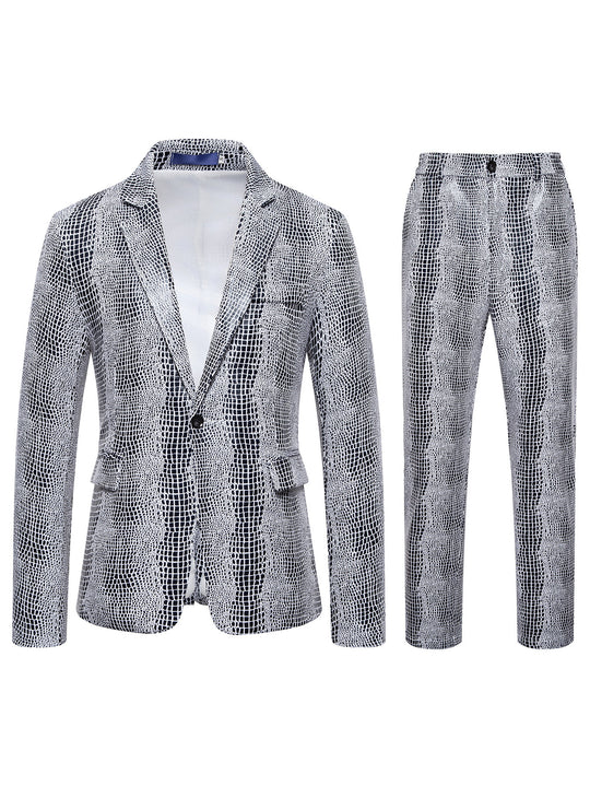 Herren Zweiteiliges Glamour-Anzugset mit metallischem Kroko-Effekt und schmaler Silhouette Nord Taschen