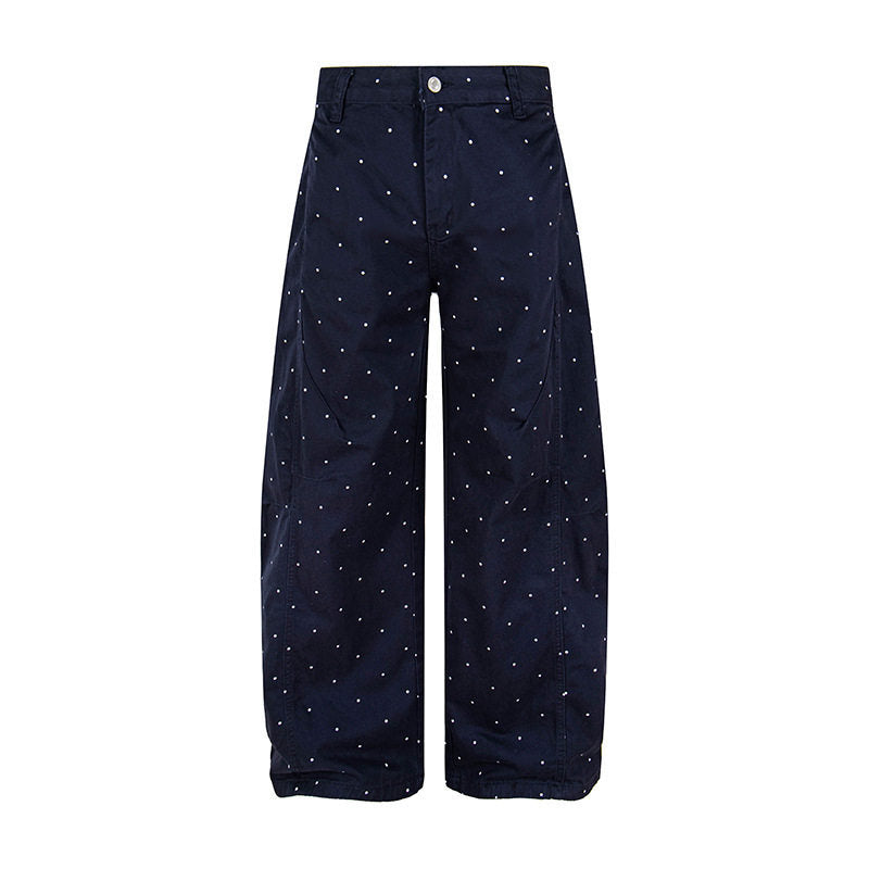 Damen High‑Waist Palazzo‑Hose im Culotte‑Stil mit weitem Bein und dezentem Punktmuster Nord Taschen