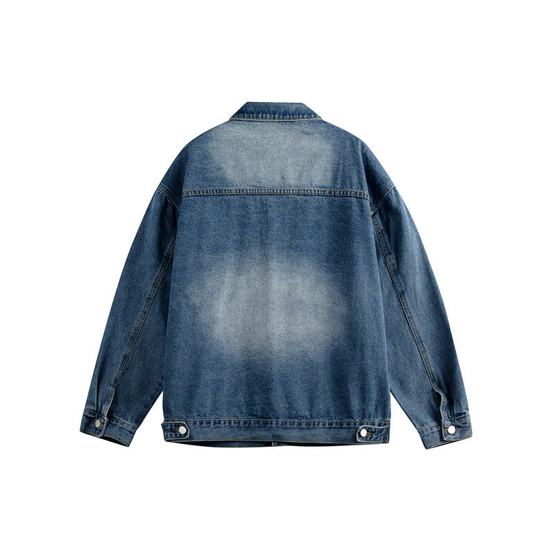 Herren Oversize-Jeansjacke mit Used-Waschung, aufgesetzten Brusttaschen und Knopfverschluss Nord Taschen