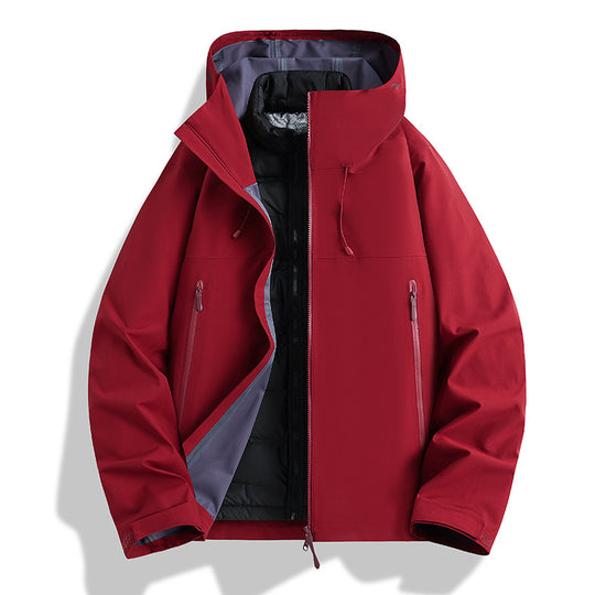Herren Wasserdichte Softshell-Outdoorjacke mit verstellbarer Kapuze und atmungsaktiver Membran Nord Taschen