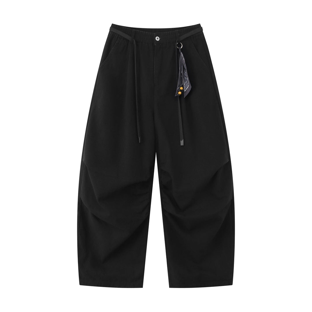 Damen Weite Culotte‑Hose mit Elastikbund, Stufenfalten und dekorativem Tuchanhänger Nord Taschen