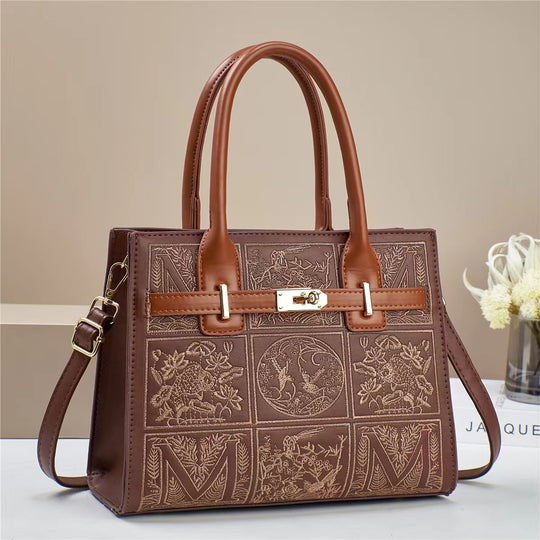 Damen elegante Handtasche mit kunstvollem Stickdesign und abnehmbarem Schulterriemen Nord Taschen