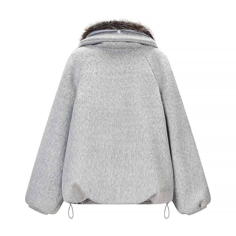 Damen Kurzjacke aus Kunstfell im Oversize‑Cut mit voluminösem Webpelzkragen Nord Taschen