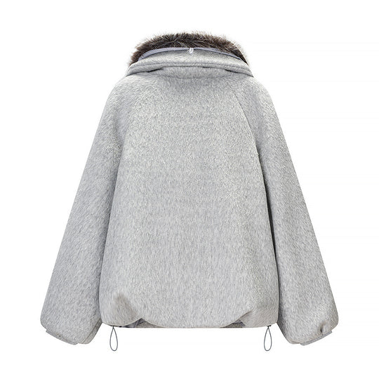 Damen Kurzjacke aus Kunstfell im Oversize‑Cut mit voluminösem Webpelzkragen Nord Taschen