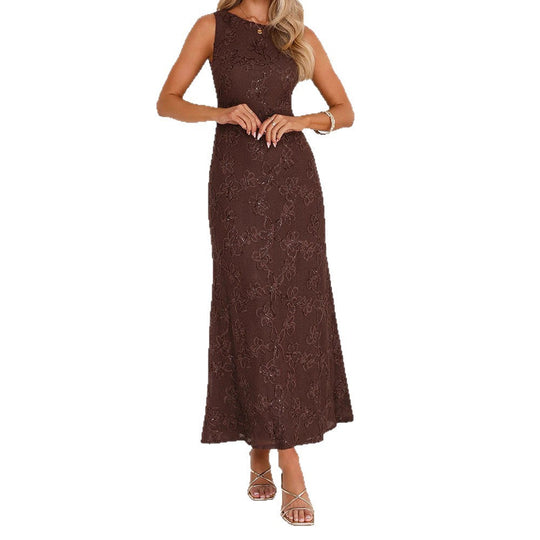 Damen Elegantes Maxikleid mit floralen Spitzenapplikationen Nord Taschen