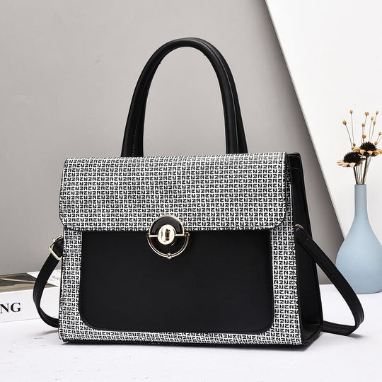 Damen elegante Handtasche mit strukturiertem Obermaterial und Goldakzenten Nord Taschen