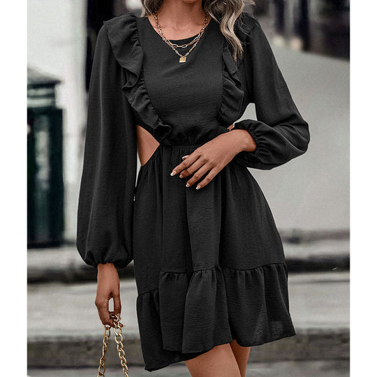 Damen Kurzkleid mit Cut-Outs, Volant‑Detail & Ballonärmeln Nord Taschen