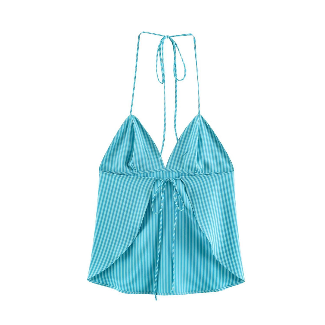 Damen Weite Gestreifte Lounge-Hose mit Tunnelzug und Relax-Fit Nord Taschen