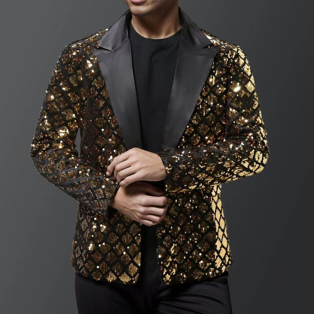 Herren glitzernder Smokingblazer mit luxuriösen Paillettenmustern