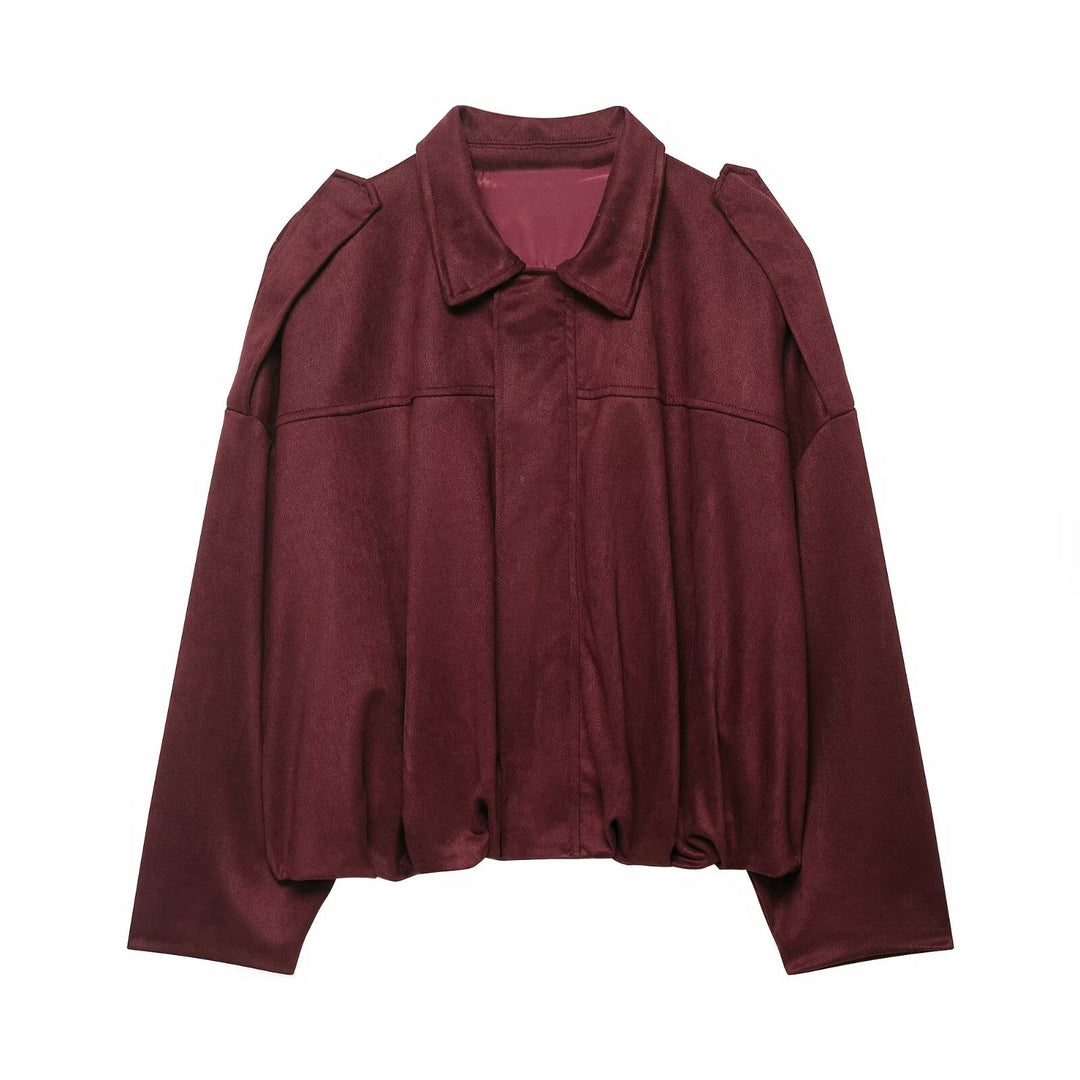 Damen Oversize-Cropped Jacke mit Balloon-Saum und Schulter-Cutouts Nord Taschen