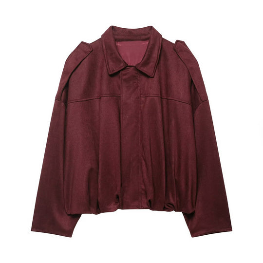 Damen Oversize-Cropped Jacke mit Balloon-Saum und Schulter-Cutouts Nord Taschen
