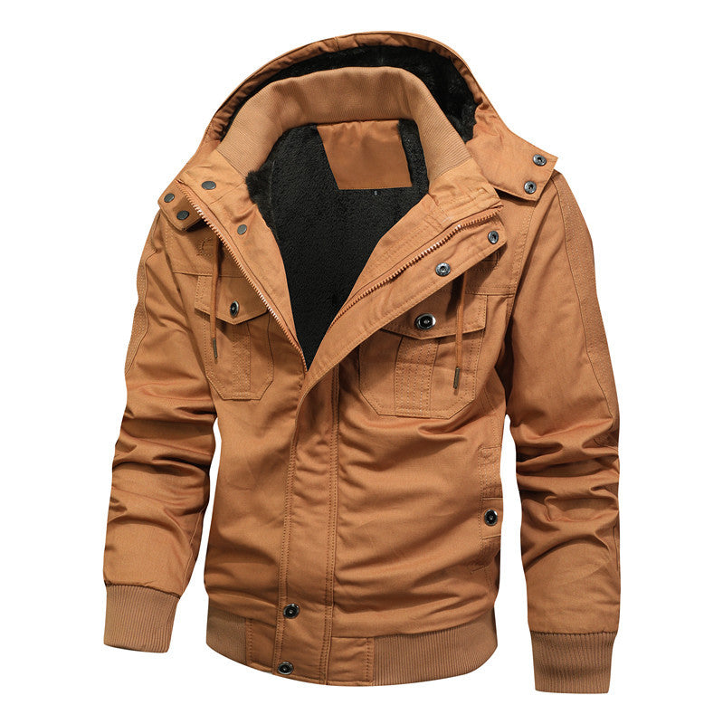 Herren Kapuzen-Canvasjacke mit Teddyfutter und Utility-Taschen Nord Taschen