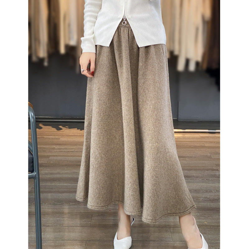 Damen Midirock aus gestricktem Wollmix mit ausgestellter A‑Linie Nord Taschen