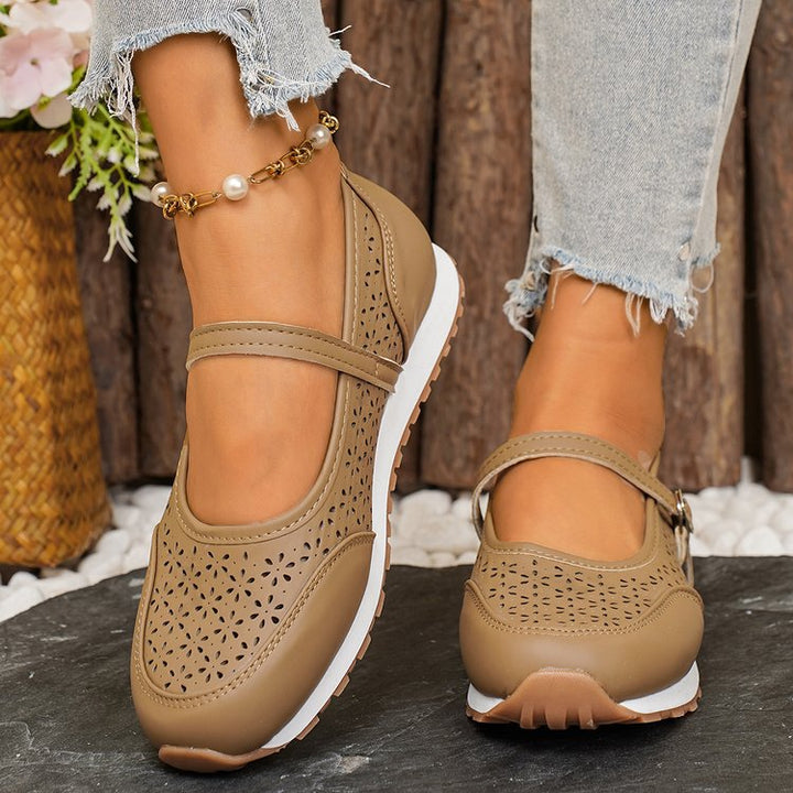 Damen Atmungsaktive Ballerinas mit dekorativer Perforation