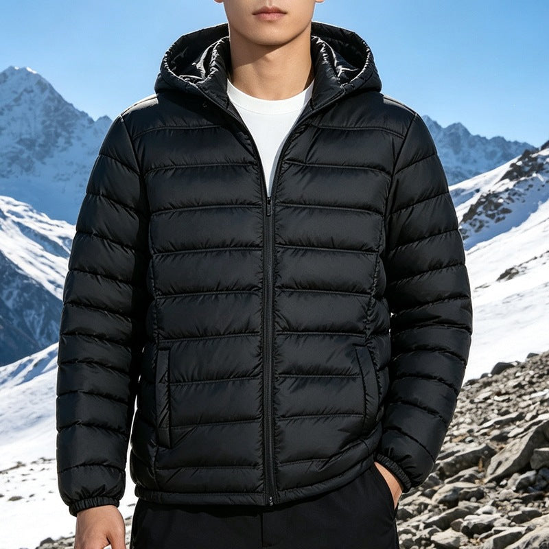 Herren Wattierte leichte Kapuzensteppjacke mit Thermofüllung und durchgehendem Reißverschluss Nord Taschen