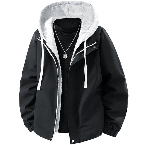 Herren Zweilagige Windbreaker-Kapuzenjacke mit Kontrastfutter und verdecktem Reißverschluss Nord Taschen