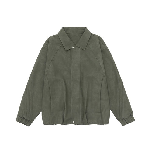 Unisex Boxy-Overhemdjacke mit verdeckter Druckknopfleiste, Raglannähten und elastischem Saum Nord Taschen