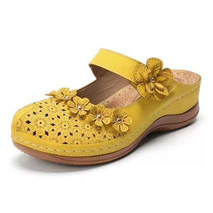 Damen bequeme Clogs mit floralem Dekor und ergonomischem Fußbett