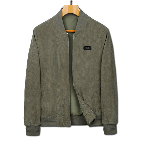 Herren Kord-Bomberjacke mit Reißverschluss, Rippbündchen und leichter Wattierung Nord Taschen