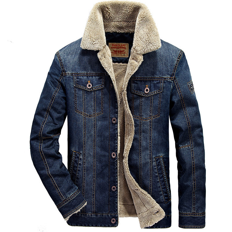 Herren Modische Denimjacke mit Teddyfutter Nord Taschen