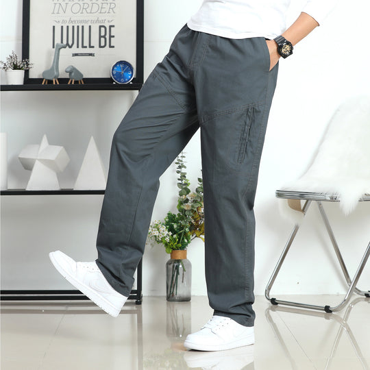 Herren Weite Utility-Cargohose mit elastischem Bund, seitlichen Reißverschlusstaschen und vorgeformten Knien Nord Taschen