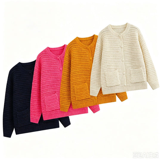 Damen Grobgestrickte Oversize-Cardigan mit Knopfleiste und aufgesetzten Taschen Nord Taschen