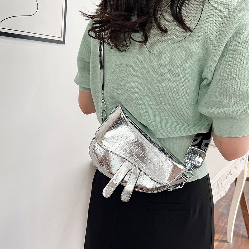 Damen schicke Umhängetasche mit glänzendem Krokodil-Look Nord Taschen