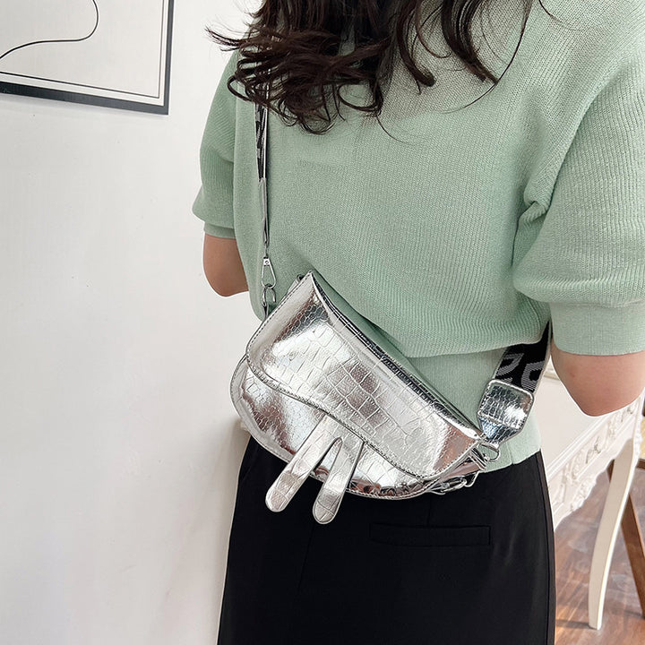 Damen schicke Umhängetasche mit glänzendem Krokodil-Look Nord Taschen