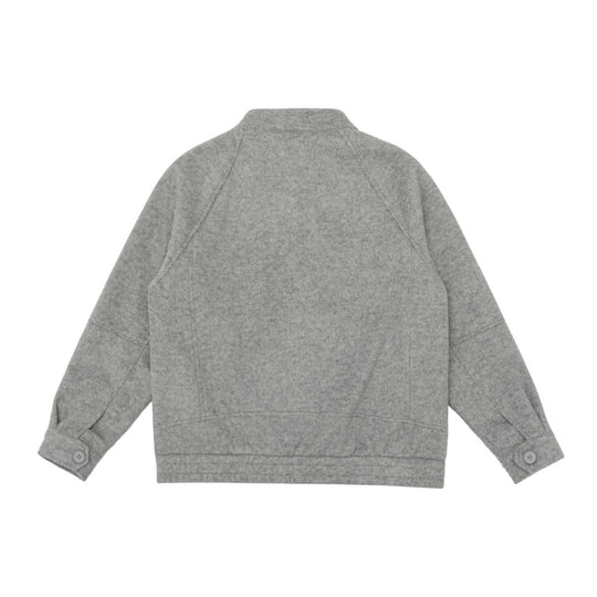 Unisex Kastig geschnittene Wollmix-Blousonjacke mit hohem Stehkragen und verdecktem Reißverschluss Nord Taschen