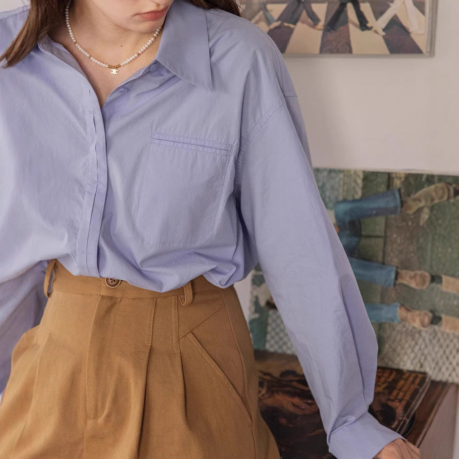 Damen Oversized Hemdbluse mit Brusttasche Nord Taschen