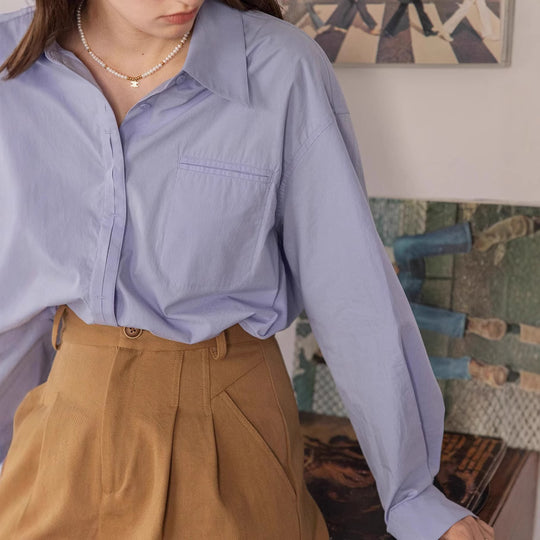Damen Oversized Hemdbluse mit Brusttasche Nord Taschen