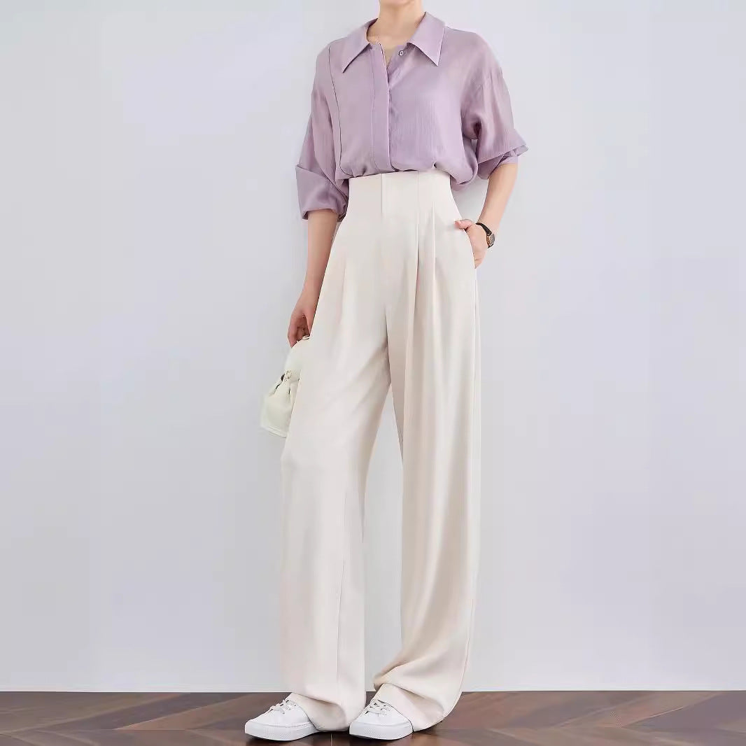 Damen Elegante und lässige High-Waist Stoffhose Nord Taschen