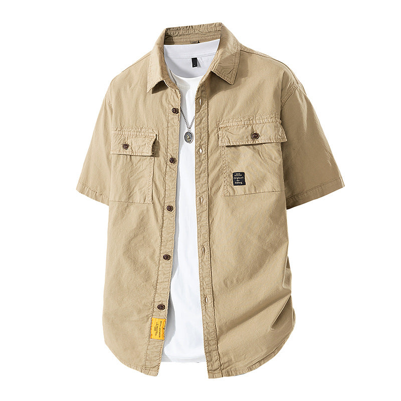 Herren Kurzarm-Fieldshirt im Overshirt-Look mit doppelten Brustklappen, verstärkten Nähten und gerundetem Saum Nord Taschen