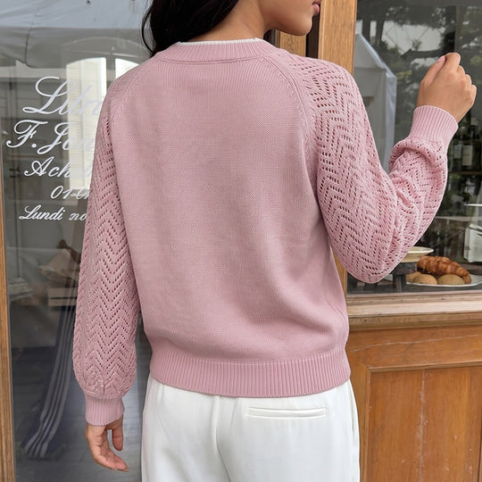 Damen V-Ausschnitt Strickpullover mit Jacquard-Muster Nord Taschen