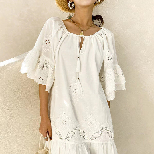 Damen Luftiges Sommerkleid mit Spitzenverzierungen