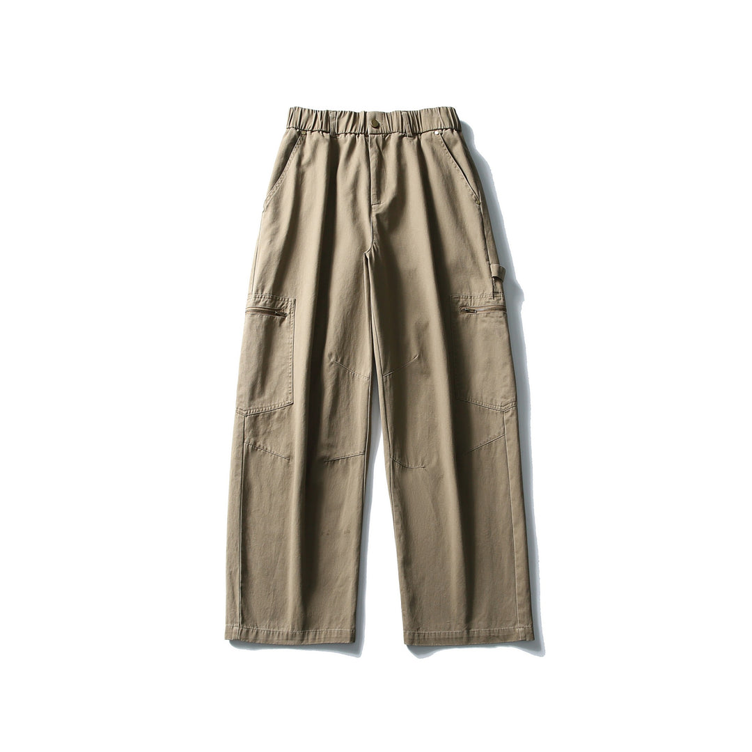 Damen Utility-Cargo-Hose mit weitem Bein, hohem elastischem Bund und Reißverschlusstaschen Nord Taschen