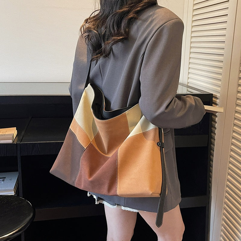 Damen Hobo-Tasche aus hochwertigem, mehrfarbigem Veloursleder mit einzigartigem Patchwork-Design Nord Taschen