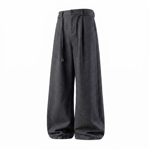 Damen Weite Bundfalten-Hose mit hohem Bund, Tunnelzug und kastigem Palazzo-Schnitt Nord Taschen