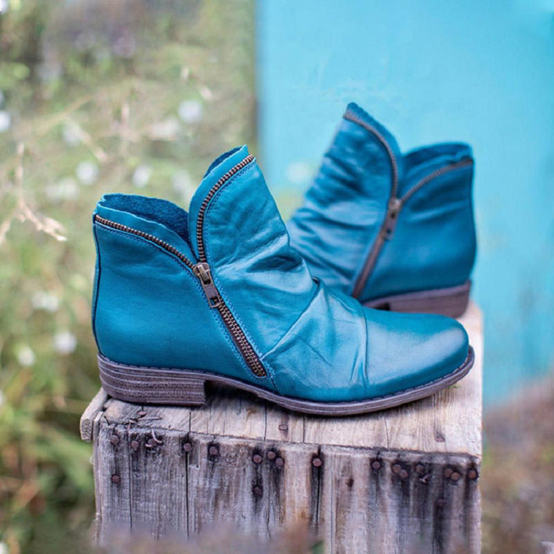 Damen Slouch‑Ankleboots mit dekorativem Reißverschluss und niedrigem Blockabsatz Nord Taschen