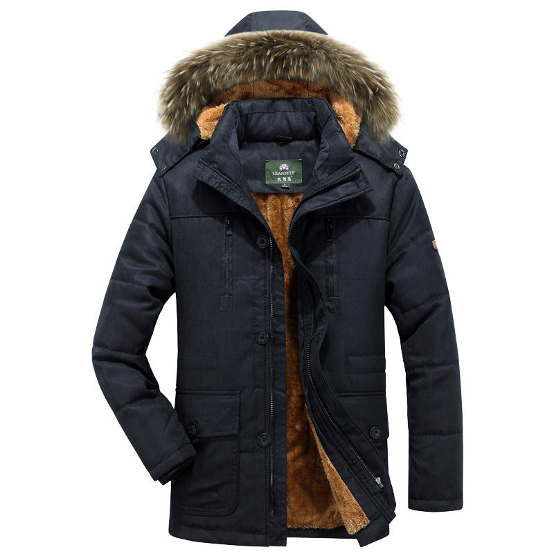 Herren Winterparka mit Teddyfutter, abnehmbarer Kunstfellkapuze und Multifunktionstaschen Nord Taschen