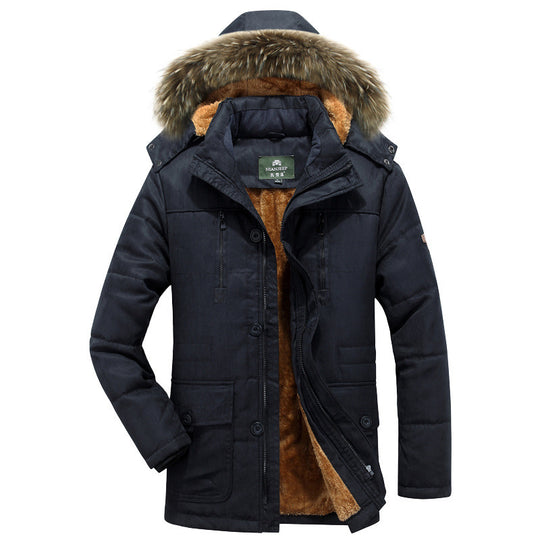 Herren Winterparka mit Teddyfutter, abnehmbarer Kunstfellkapuze und Multifunktionstaschen Nord Taschen