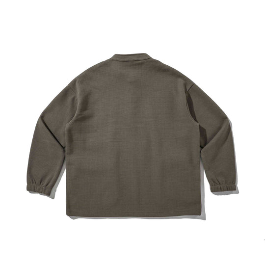 Herren Waffelstrick-Henley-Pullover mit Stehkragen, Druckknopfleiste und großen Utility-Taschen Nord Taschen