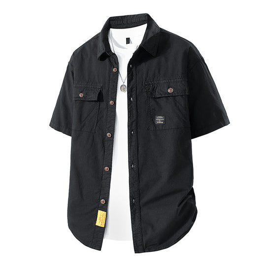 Herren Kurzarm-Fieldshirt im Overshirt-Look mit doppelten Brustklappen, verstärkten Nähten und gerundetem Saum Nord Taschen