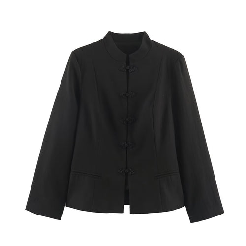 Damen Kurzjacke im Chinoiserie‑Stil mit Stehkragen und Knotenknopfverschluss Nord Taschen