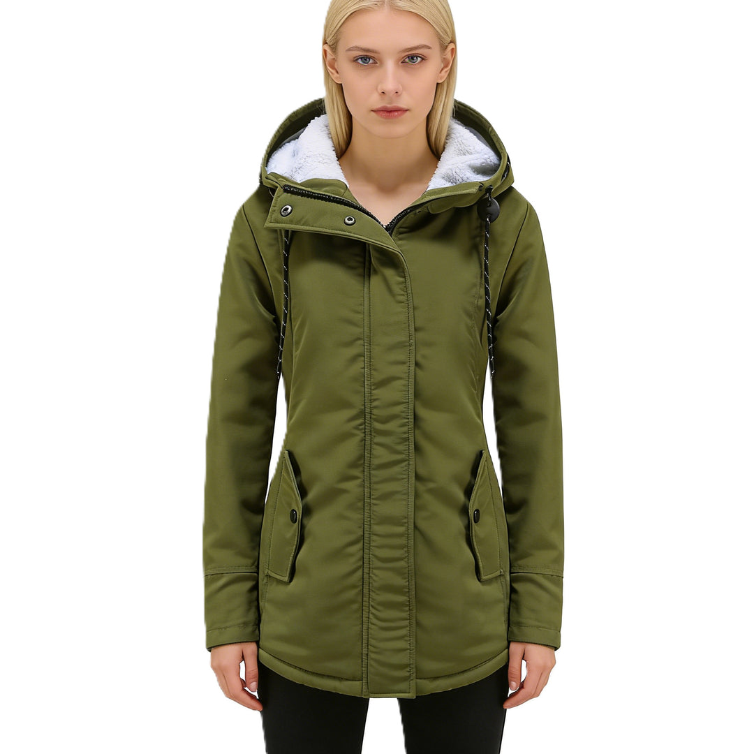 Damen Wasserabweisender Parka mit Teddyfutter, Kapuze und Taillierter Passform Nord Taschen